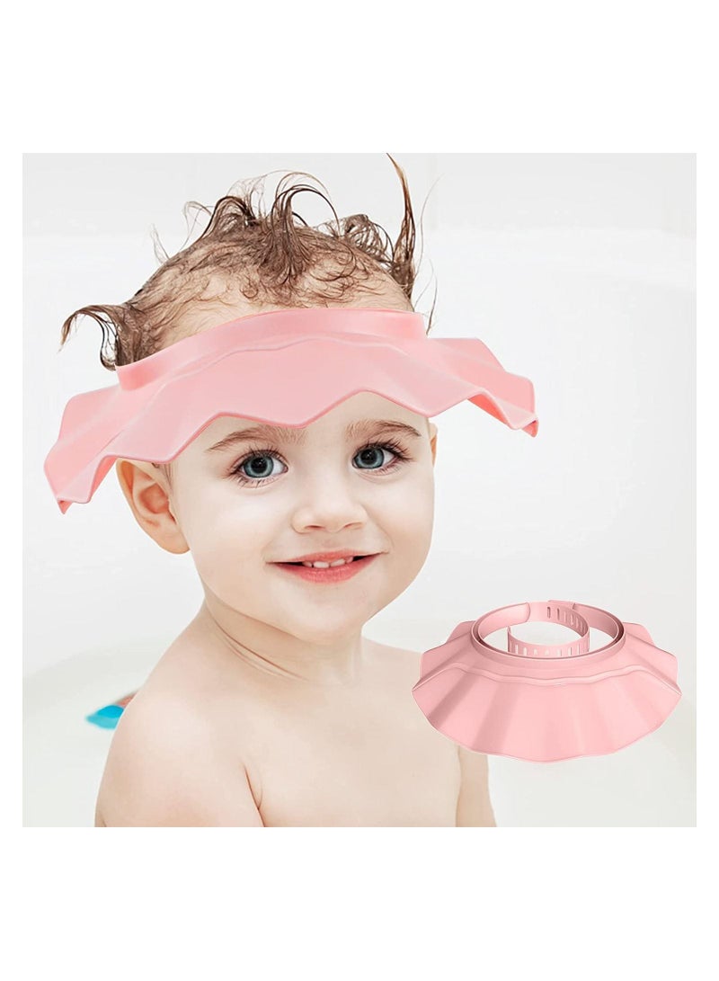 Baby Shower Cap Bath Visor Protection Silicone Adjustable Safe Bathing for Protector Eye Ear Shampoo Infants Toddler Kids Children Pink