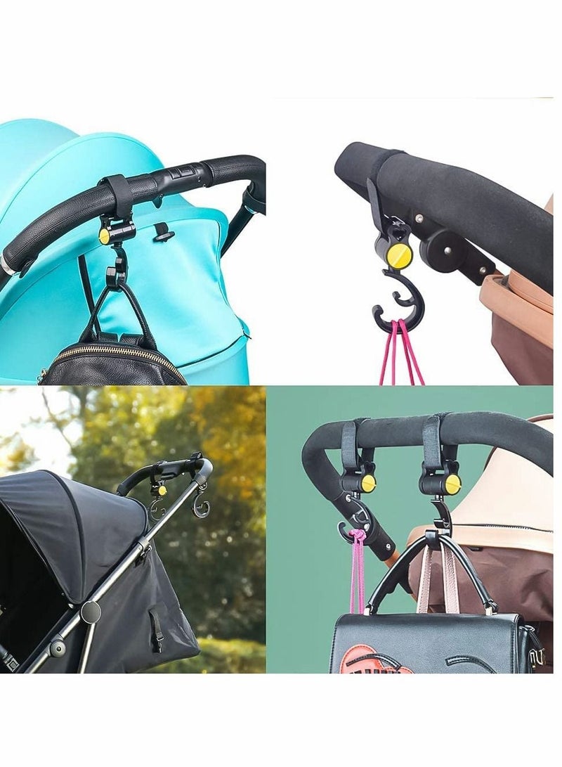 Stroller Hooks Multifunction Baby Rotating Buggy Clips Hanger Universal Pram Hookfor Pushchair Shopping Bag Hanging Your Bags and Totes 2 Pcs