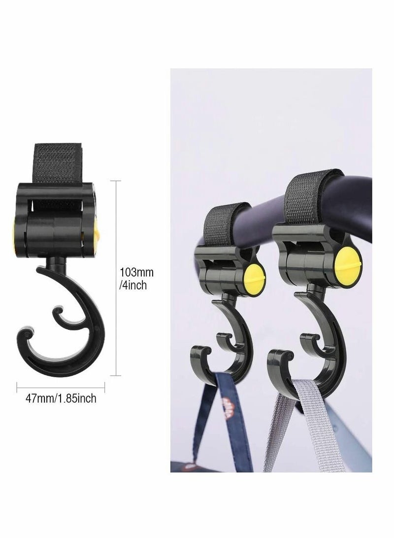 Stroller Hooks Multifunction Baby Rotating Buggy Clips Hanger Universal Pram Hookfor Pushchair Shopping Bag Hanging Your Bags and Totes 2 Pcs