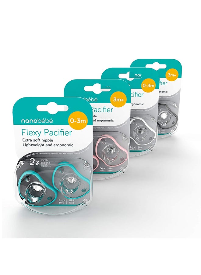 Baby Pacifiers 0-3 Month -Orthodontic, Curves Comfortably With Face Contour, Award Winning For Breastfeeding Babies 2 Pack, Grey