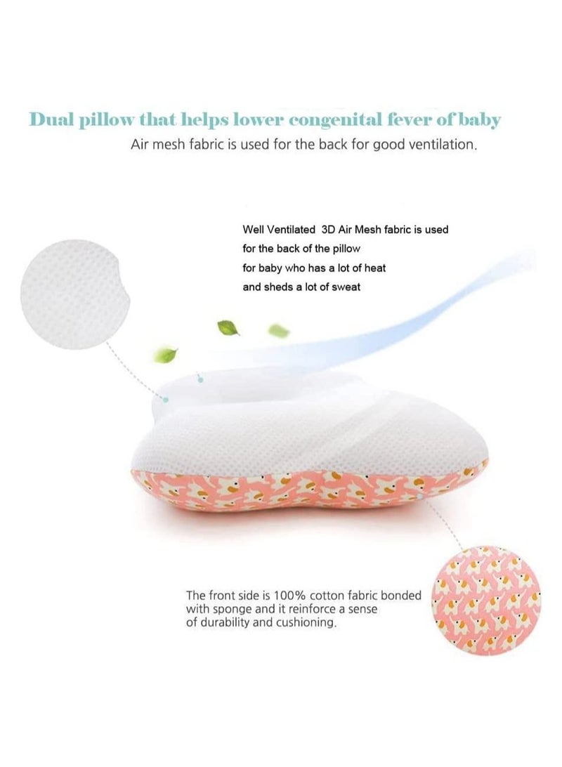 Soft Hypoallergenic Baby Pillow with Organic Cotton Cover - Machine Washable (Animal World)