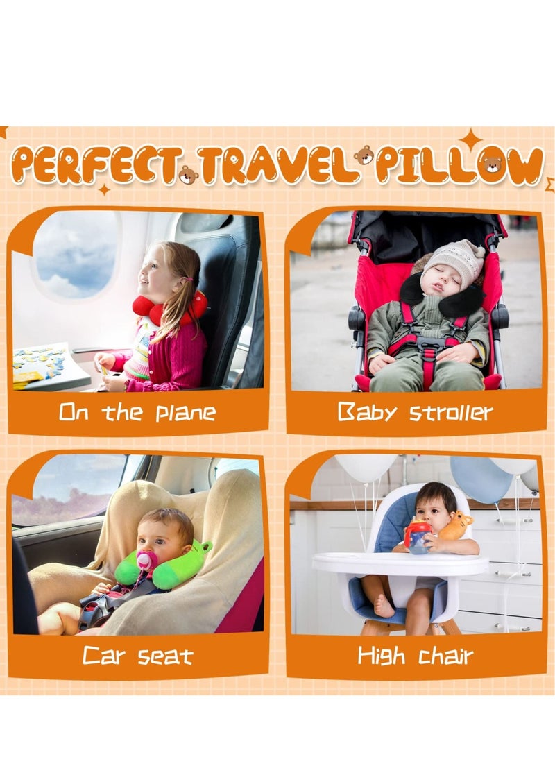 Neck Pillows for Kids - Set of 4 Soft U-Shaped Pillows,Car Seat Comfortable PP Cotton Pillow Airplane Sleeping Children Gift