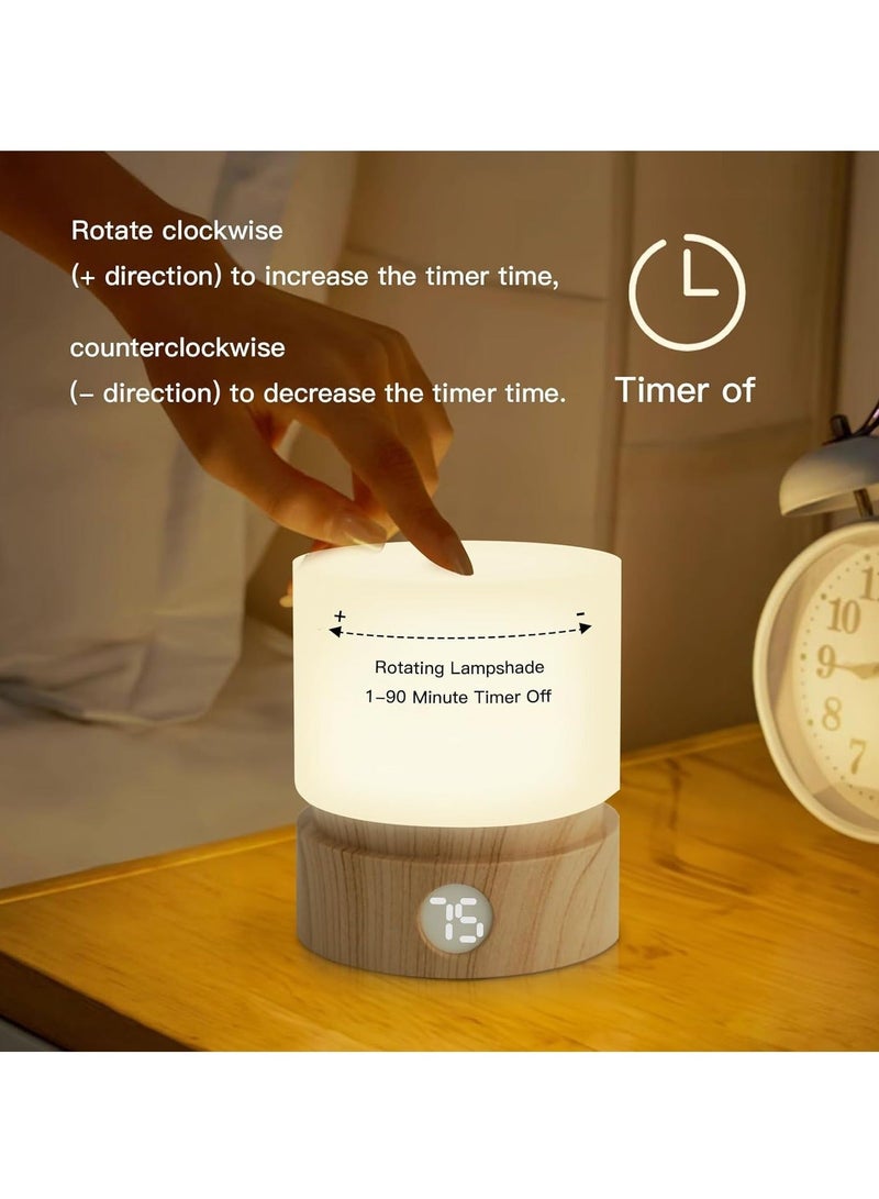 Small Bedside Lamp Portable Dimmable Night Light with Timer 3000k Warm White Lamps for Nightstand Bedroom Living Room Table Kids and Adult