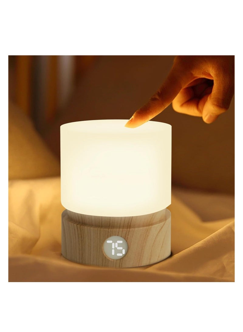 Small Bedside Lamp Portable Dimmable Night Light with Timer 3000k Warm White Lamps for Nightstand Bedroom Living Room Table Kids and Adult
