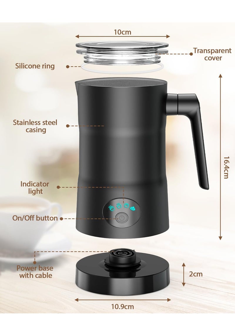 Electric 4-in-1 Milk Frother - 600W, 350ml Capacity, Hot & Cold Milk Frother with Intelligent Temperature Control. Silent Operation for Coffee, Latte, and Cappuccino