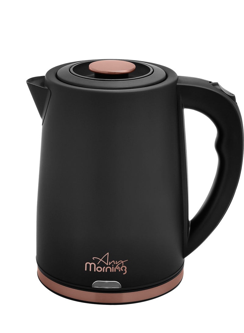 Any Morning 1500 W Stainless Steel Cordless Electric Hot Water Kettle with Auto Shut Off and Boil Dry Protection 1.8L