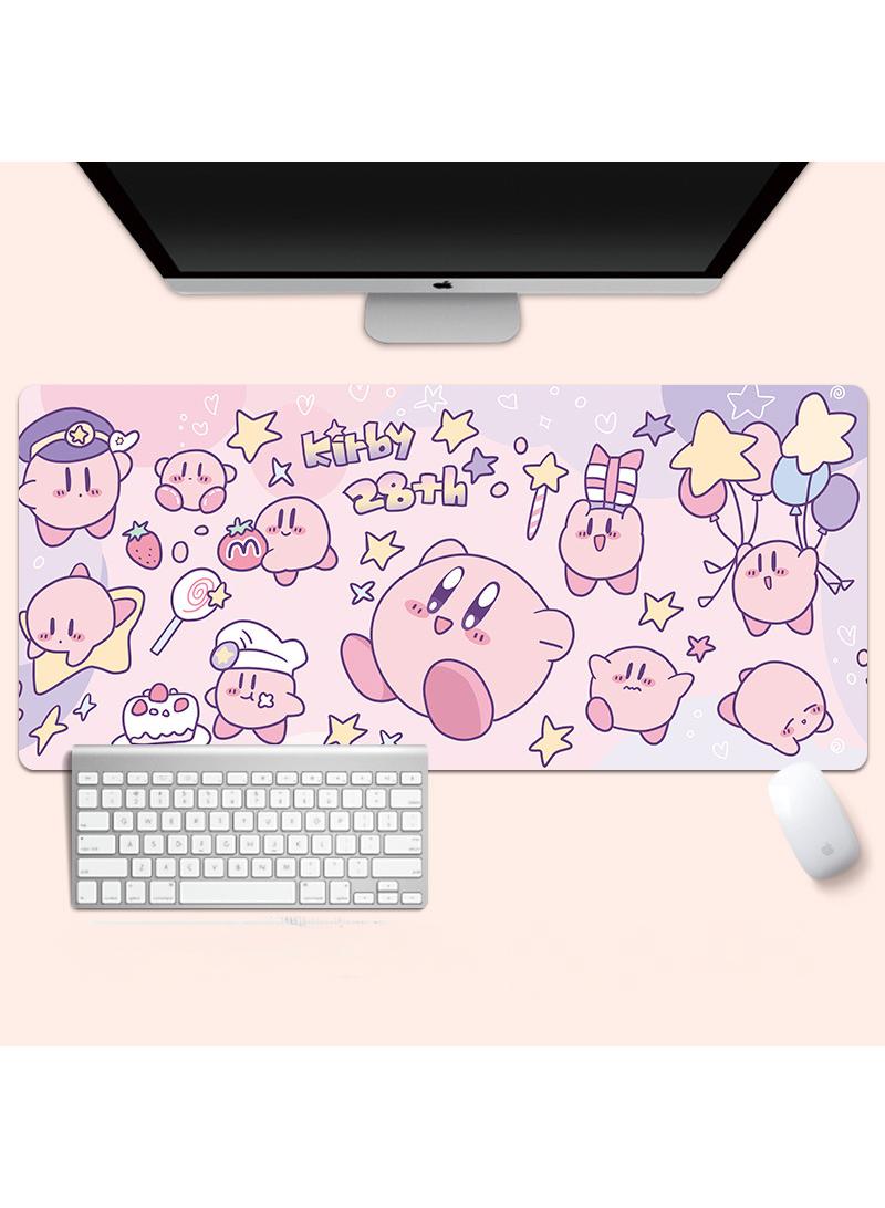 Kirby Gaming Mouse Pad Extended Large Mat Desk Pad Stitched Edges Mousepad Long Mouse Pad And Non-Slip Rubber Base Mice Pad 800X300X4mm