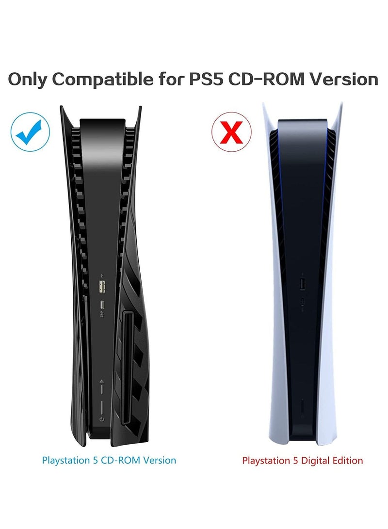 PS5 Plates for PS5 Accessories, Hard Shockproof Cover PS5 Skins Shell Panels for PS5 Console, Anti-Scratch Dustproof Face Plates Replacement Accessories for Playstation 5 Disc Edition - Black