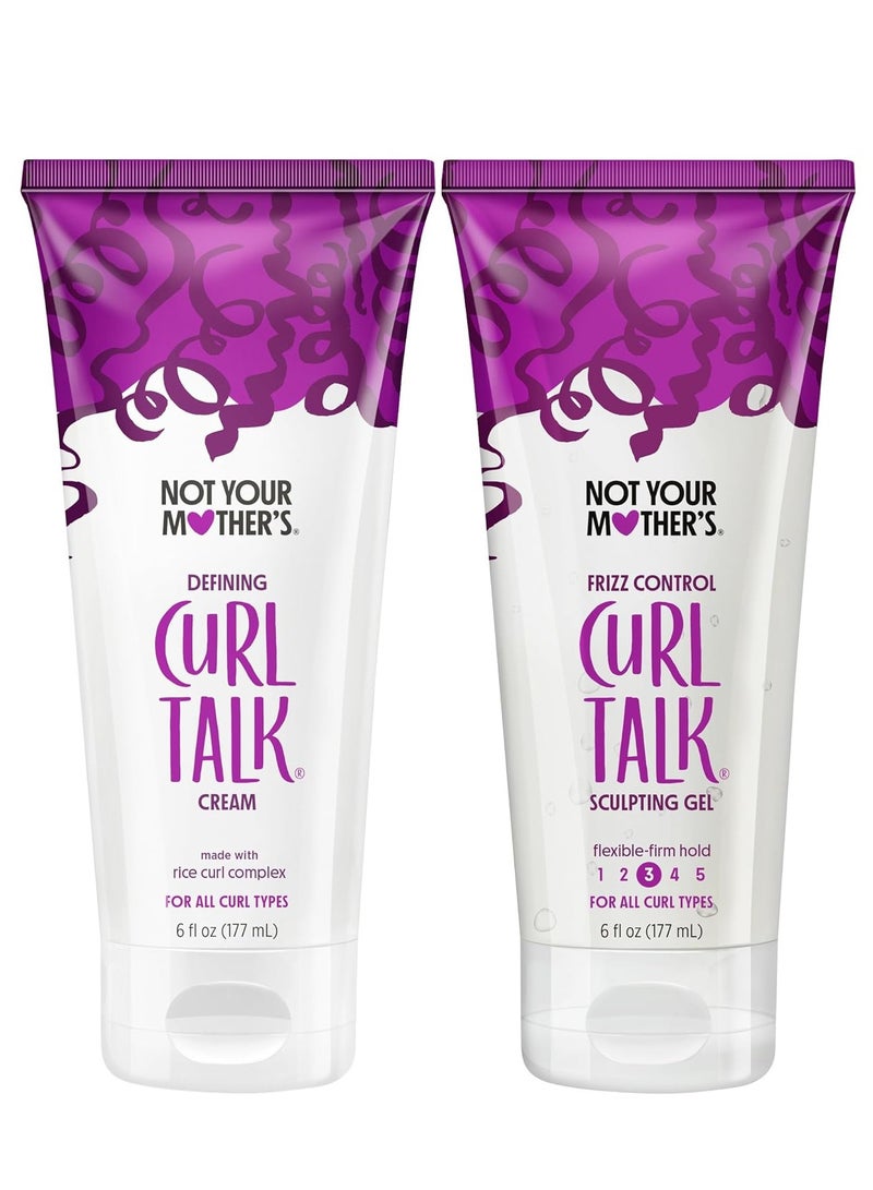 Not Your Mother's Curl Talk Frizz Control Sculpting Gel & Defining Cream (2-Pack) - 6 fl oz - Formulated with Rice Curl Complex - All Curl Types