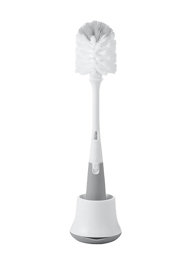Tot Bottle Brush With Nipple Cleaner And Stand - Gray