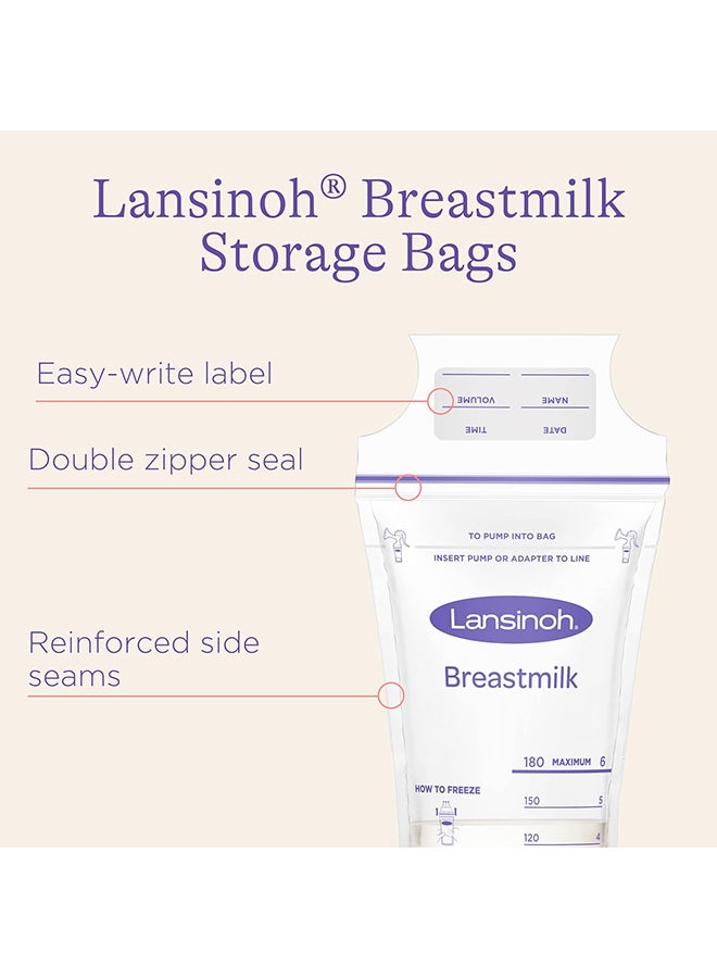 Breastmilk Storage Bags, 100 Count, 6 Ounce, Easy To Use Milk Storage Bags For Breastfeeding, Presterilized, Hygienically Doubled-Sealed