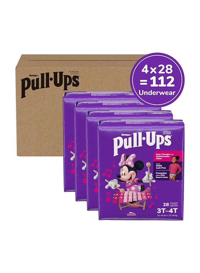 Pull-Ups Girls' Potty Training Pants, Size 3T-4T Training Underwear (32-40 lbs), 112 Count (4 Packs of 28)