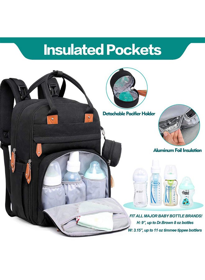 Diaper Bag Backpack Multi Function Waterproof Diaper Bag, Travel Essentials Baby Bag With Changing Pad Black