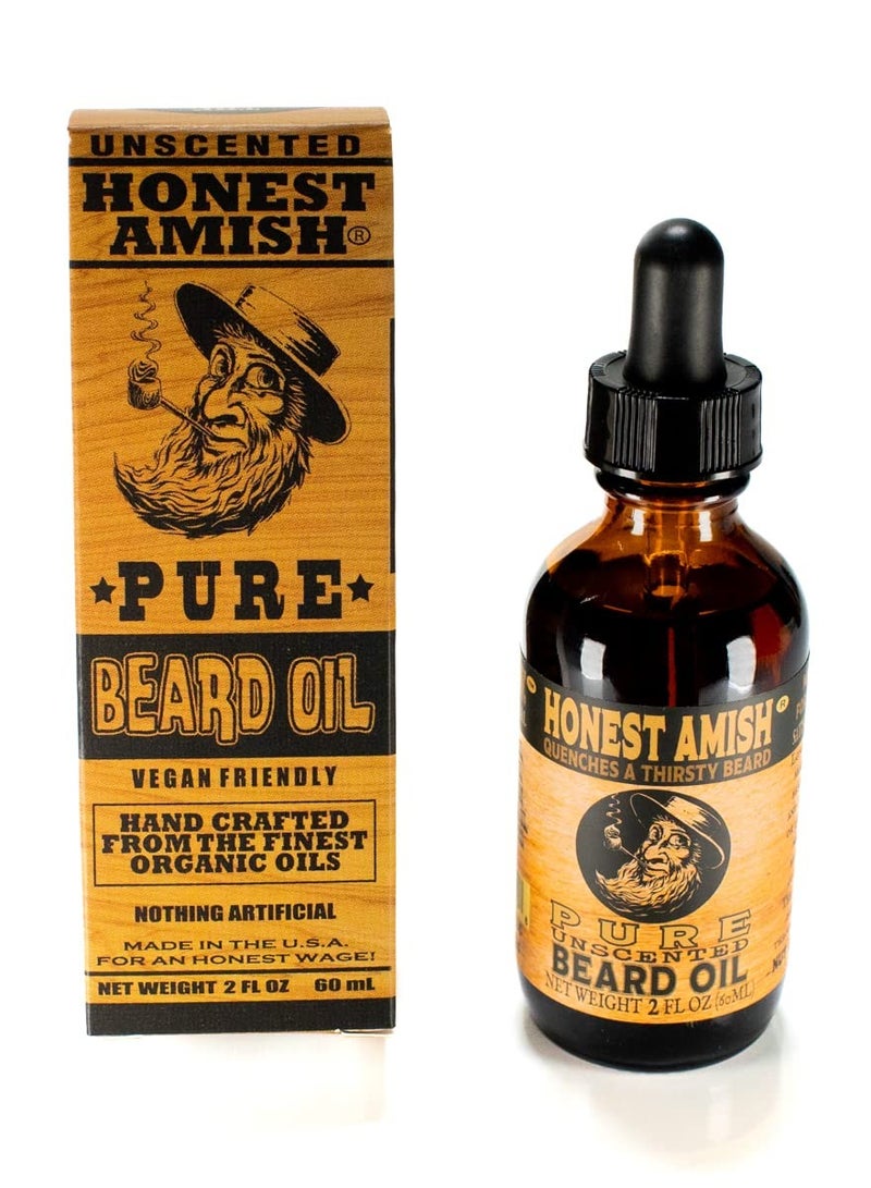 Honest Amish - Pure Beard Oil - 2 Ounce - Fragrance Free