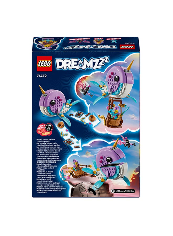 DREAMZzz Izzie's Narwhal Hot-Air Balloon Toy, Sea Animal Building Set, Save Bunchu from a Grimspawn, Transforming Whale Toy Figure, Gifts for Girls Boys and Kids Aged 7 Plus Years Old 71472