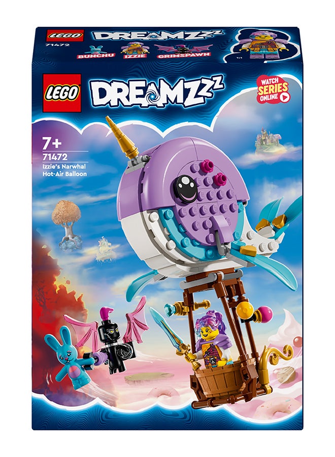 DREAMZzz Izzie's Narwhal Hot-Air Balloon Toy, Sea Animal Building Set, Save Bunchu from a Grimspawn, Transforming Whale Toy Figure, Gifts for Girls Boys and Kids Aged 7 Plus Years Old 71472