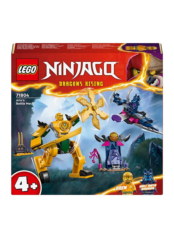 71804 NINJAGO Arin’s Battle Mech, Ninja Toy Set for Kids with Arin Minifigure and Katana Sword Accessory, Gift Idea for Boys and Girls Aged 4 Years Old and Over