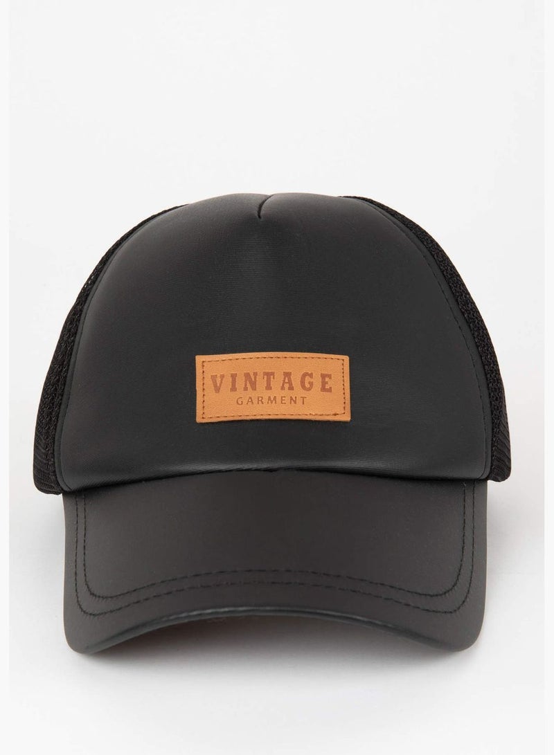 Man Faux Leather Cap Hat