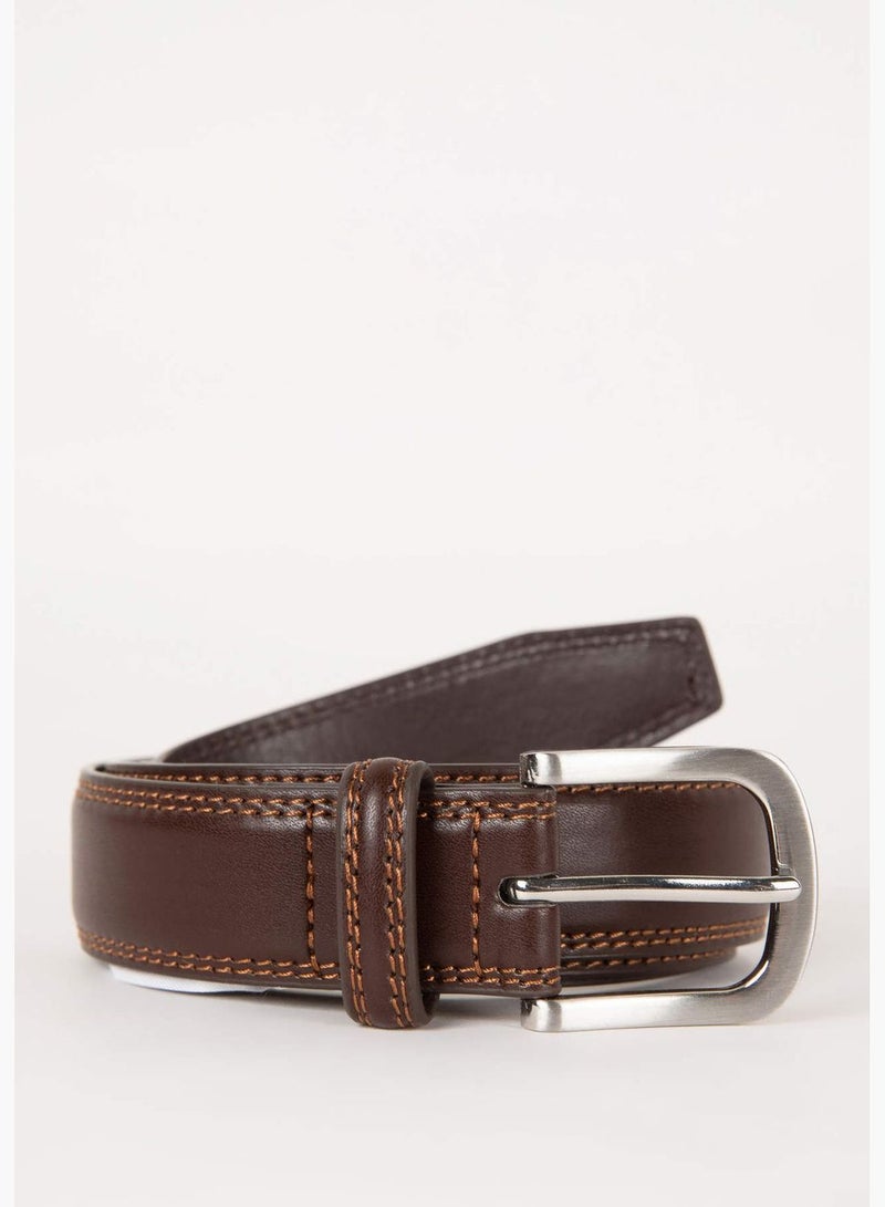 Man Rectangle Clasp Faux Leather Classic Belt