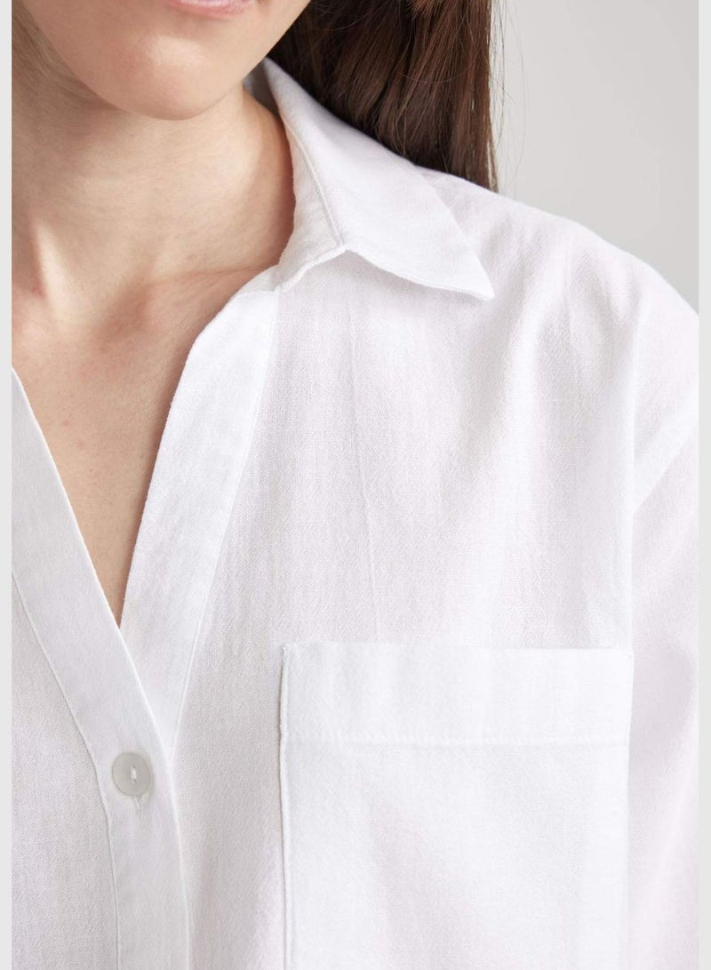 Boxy Fit Shirt Collar Short Sleeve Shirt