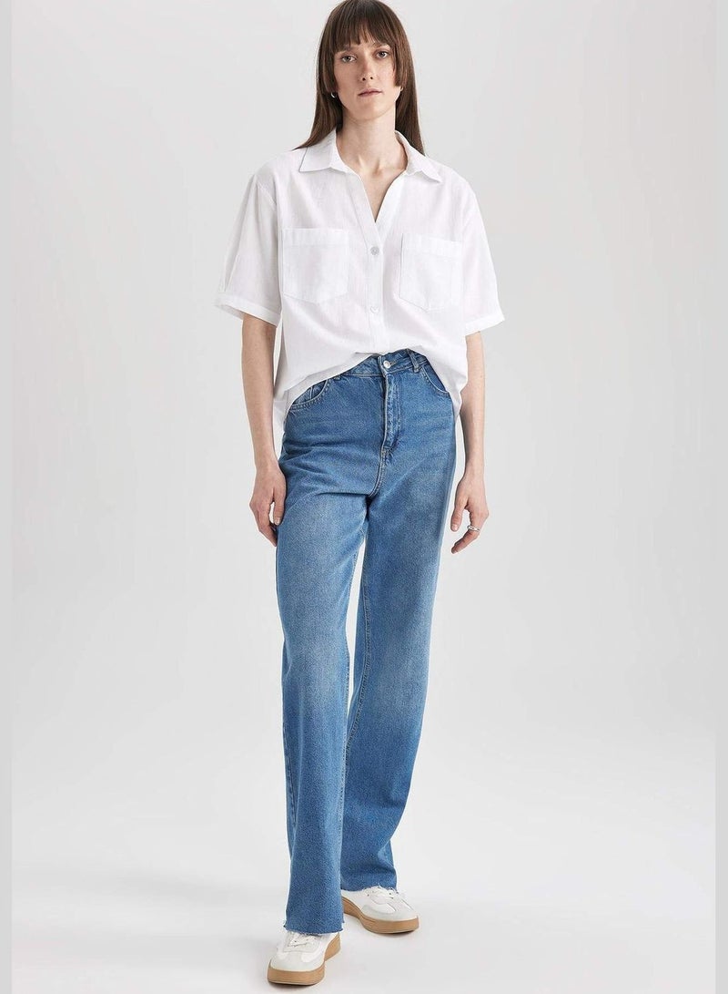 Boxy Fit Shirt Collar Short Sleeve Shirt