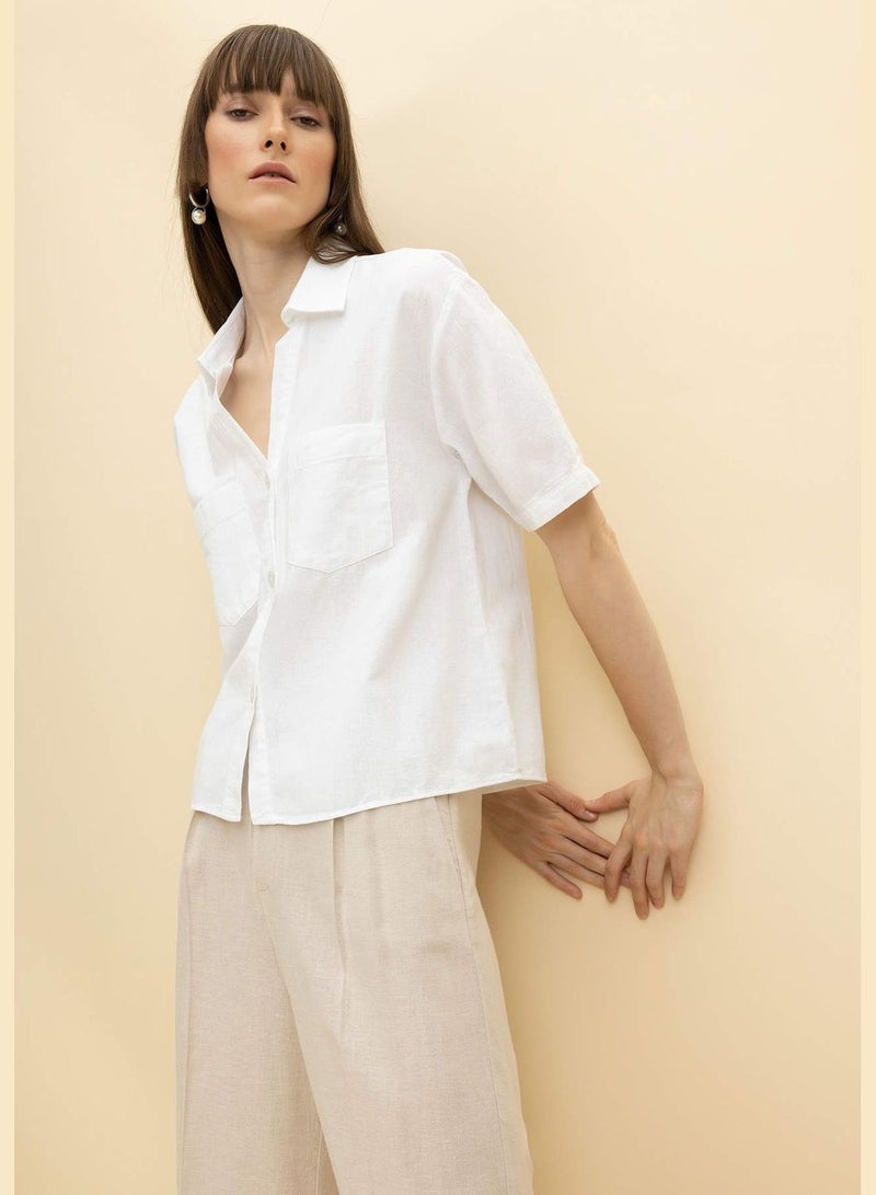 Boxy Fit Shirt Collar Short Sleeve Shirt