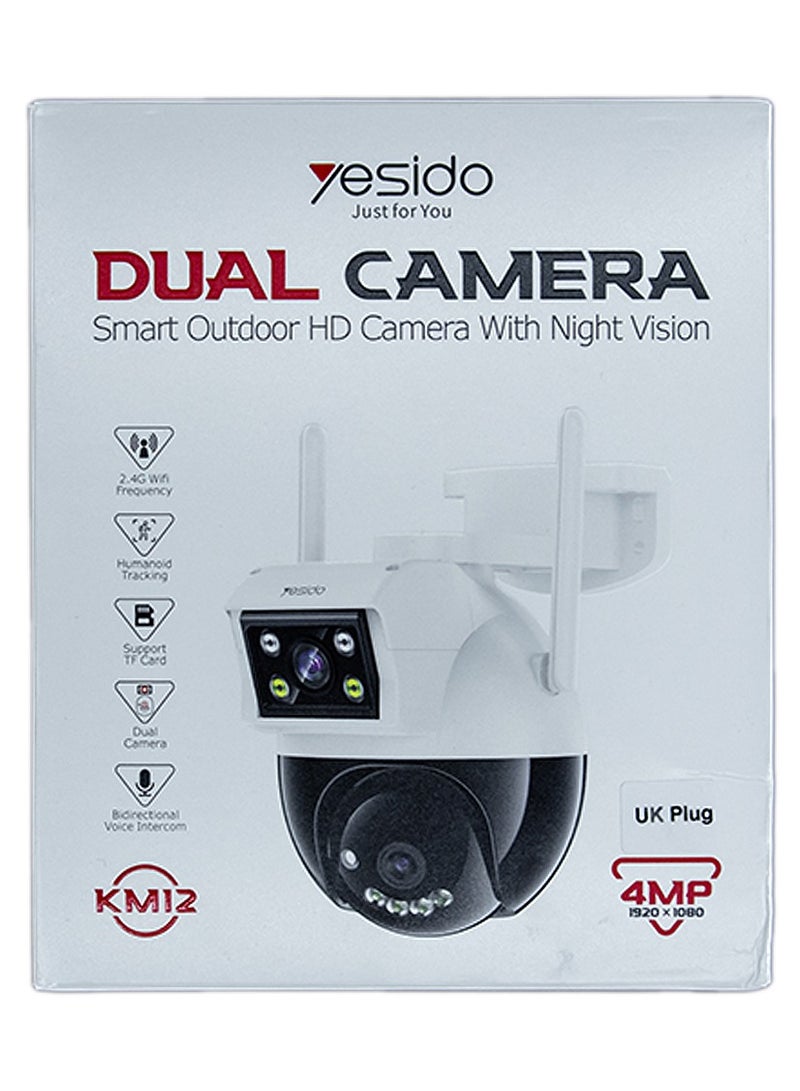 Dual Camera | Smart Outdoor HD Camera With Night Vision | 4 Mega Pixels | 1920x1080 Resolation