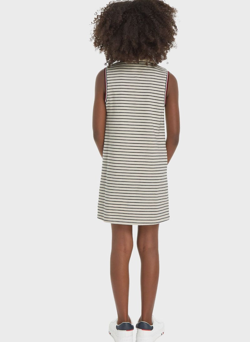 Youth Stripe Polo Midi Dress