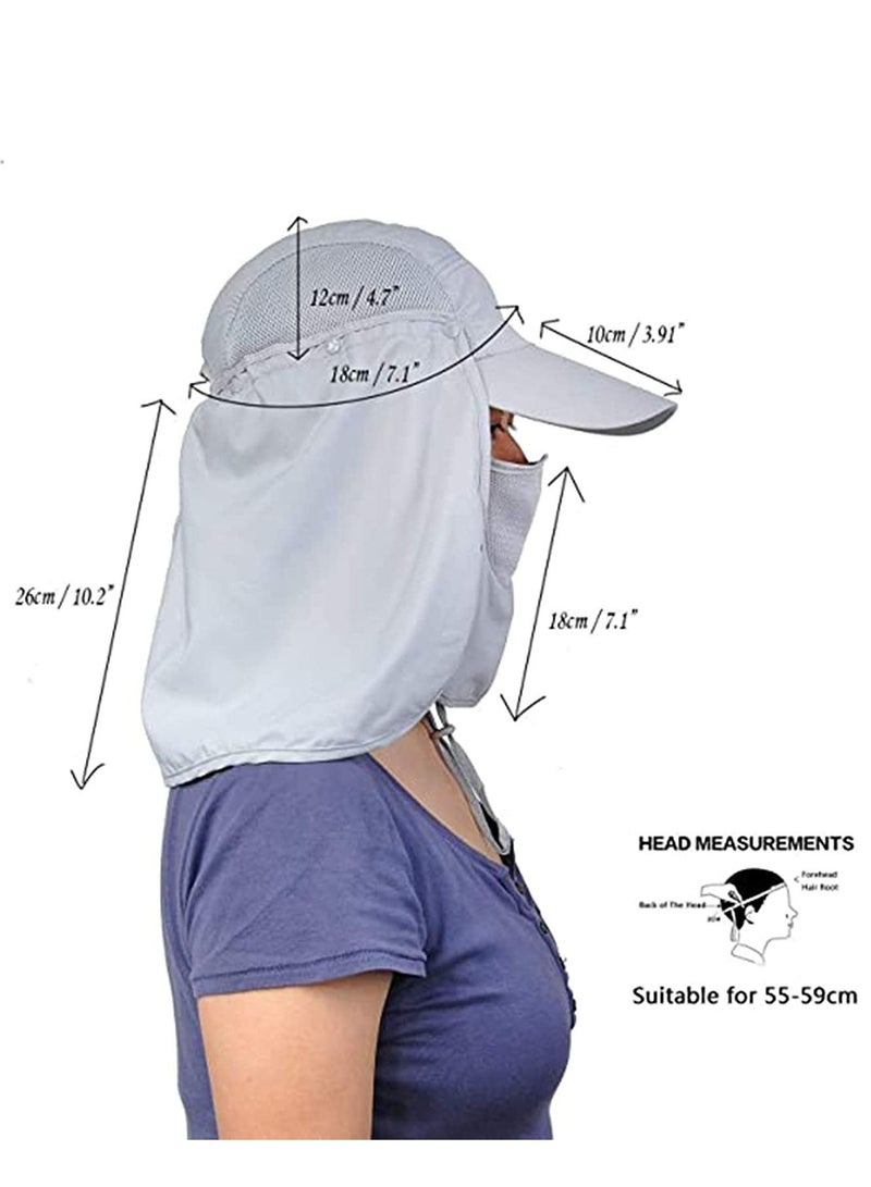 Women Sun Hat UV Protection Neck Flap Cap Summer Outdoor Sport Wide Brim Free Sunscreen Sleeve for & Men