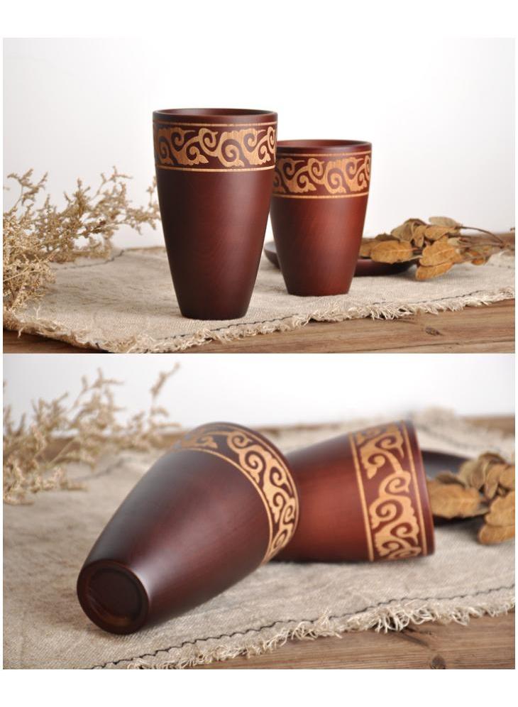 5-Piece Wooden Tea Cups