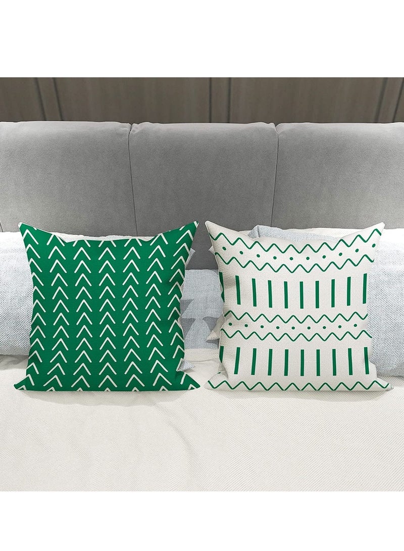 Throw Pillow Cover, Modern Sofa Decorative Covers 18x18 Set of 4, Outdoor Linen Fabric Case for Couch Bed Car Home Decoration 45x45cm (Green, 18x18,Set 4)