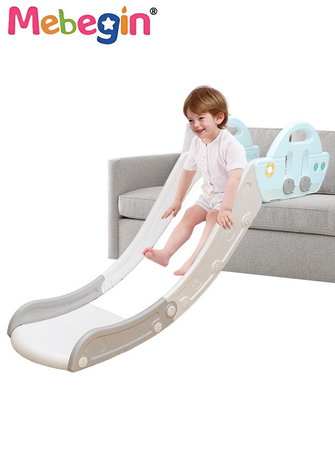 Ship Shape Foldable Kid Slide with Adjustable Armrests,Indoor and Outdoor Backyard Playground,Freestanding Baby Slide Climber Playset Toys, Folding Indoor Slide