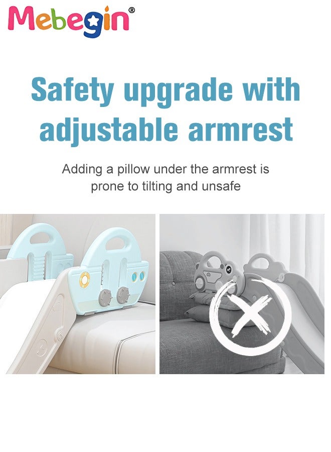 Kids Slide with Adjustable Armrests, Durable Sturdy Slide with Three-stage Slide Design and Ship Shape, Solid Base, Smooth Edges and Corners, Indoor and Outdoor Use, Ideal Gift for Kids
