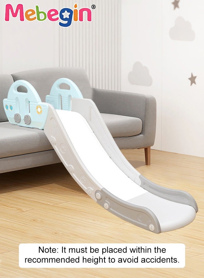 Ship Shape Foldable Kid Slide with Adjustable Armrests,Indoor and Outdoor Backyard Playground,Freestanding Baby Slide Climber Playset Toys, Folding Indoor Slide