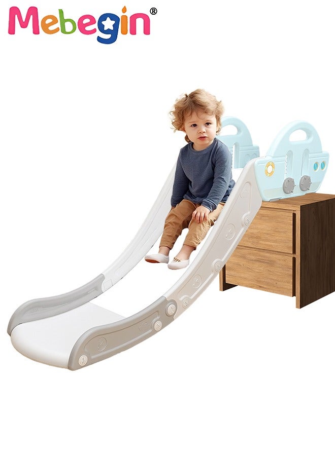 Ship Shape Foldable Kid Slide with Adjustable Armrests,Indoor and Outdoor Backyard Playground,Freestanding Baby Slide Climber Playset Toys, Folding Indoor Slide