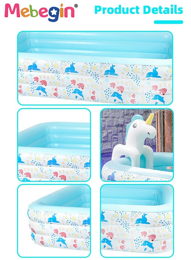 Horse Sprinkler Paddling Pool, Ideal Interactive Splash Pool, Cartoon Sprinkler Wading Pool, Sturdy Inflatable Swimming Pool, Full-Sized Family Blow up Pool, Outdoor Garden Pool, Great for Garden, Courtyard, Grassland, Beach and Swimming Pool, 240*165*60cm