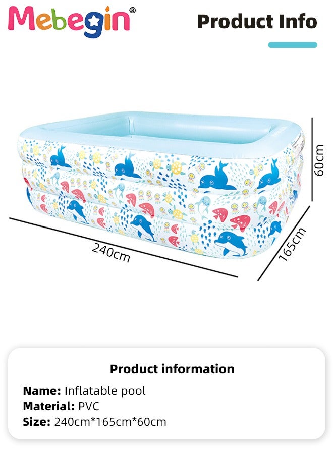 Horse Sprinkler Paddling Pool, Ideal Interactive Splash Pool, Cartoon Sprinkler Wading Pool, Sturdy Inflatable Swimming Pool, Full-Sized Family Blow up Pool, Outdoor Garden Pool, Great for Garden, Courtyard, Grassland, Beach and Swimming Pool, 240*165*60cm