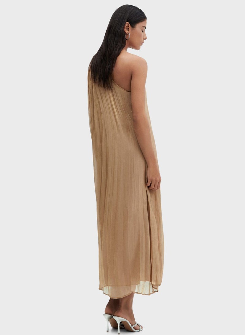 One Shoulder  Pleated Dress