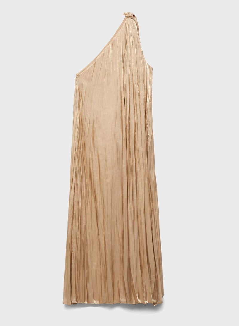 One Shoulder  Pleated Dress