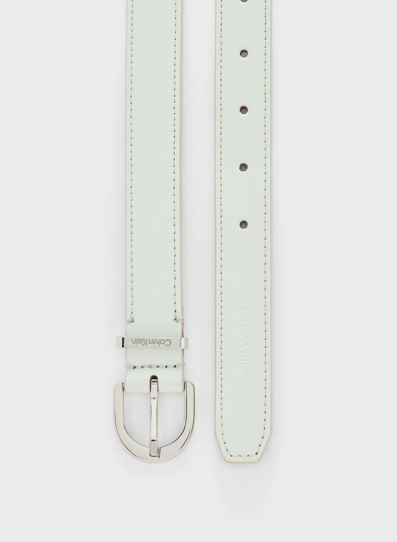 Round Buckle Logo Loop Belt