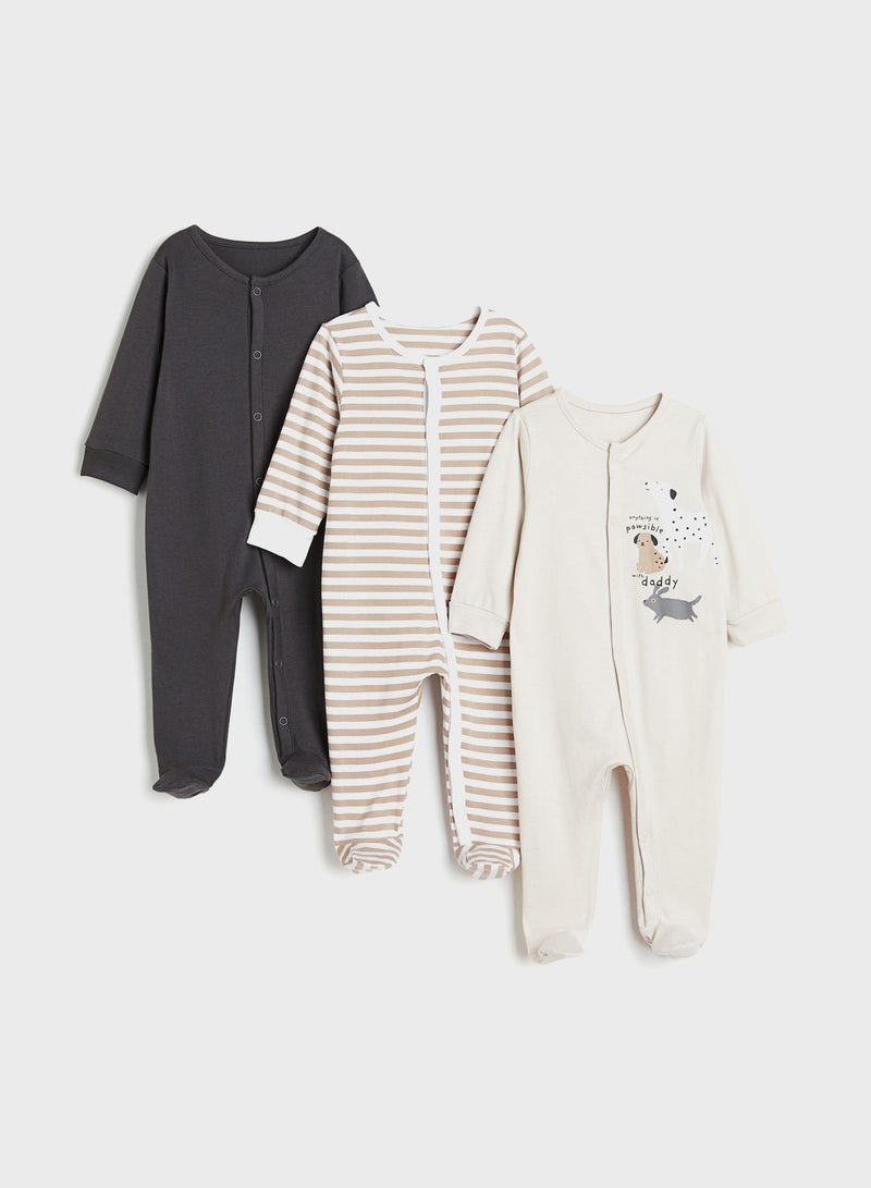 Infant 3 Pack Assorted Sleepsuits