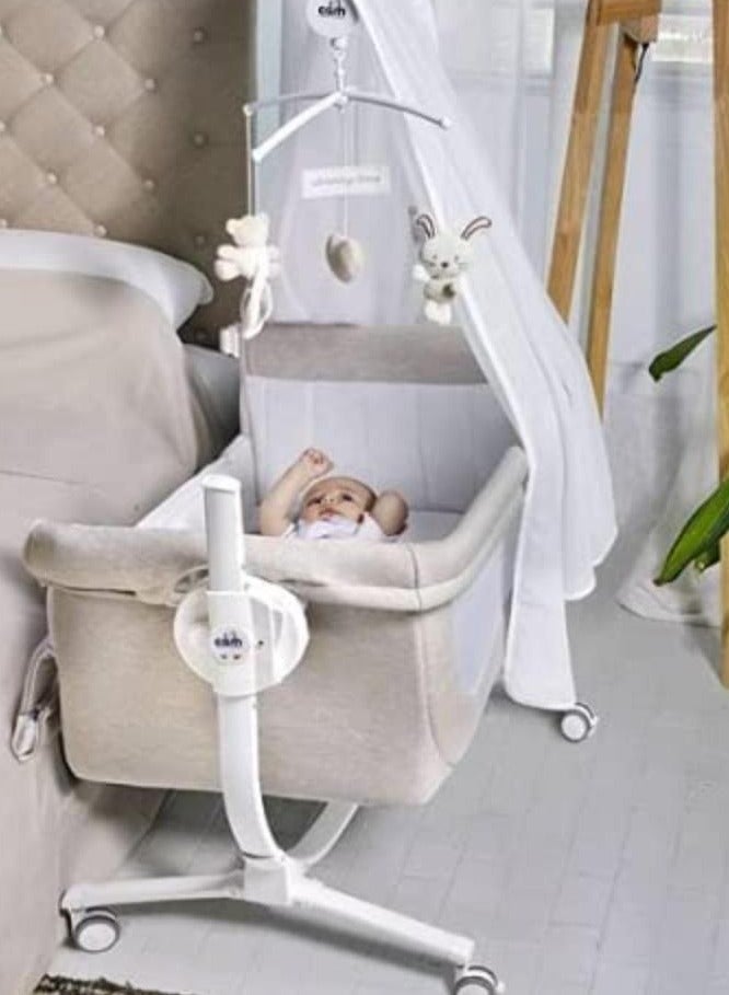 Cullami Co Bed Cradle, Beige, Made In Italy Cradle With Co-Sleeping Function, Suitable For Every Bed, Portable And Convertible Baby Bassinet With Mosquito Net, Baby Bed, Soft Fabric