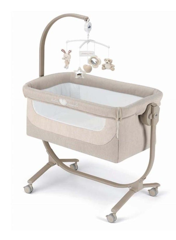 Cullami Co Bed Cradle, Beige, Made In Italy Cradle With Co-Sleeping Function, Suitable For Every Bed, Portable And Convertible Baby Bassinet With Mosquito Net, Baby Bed, Soft Fabric