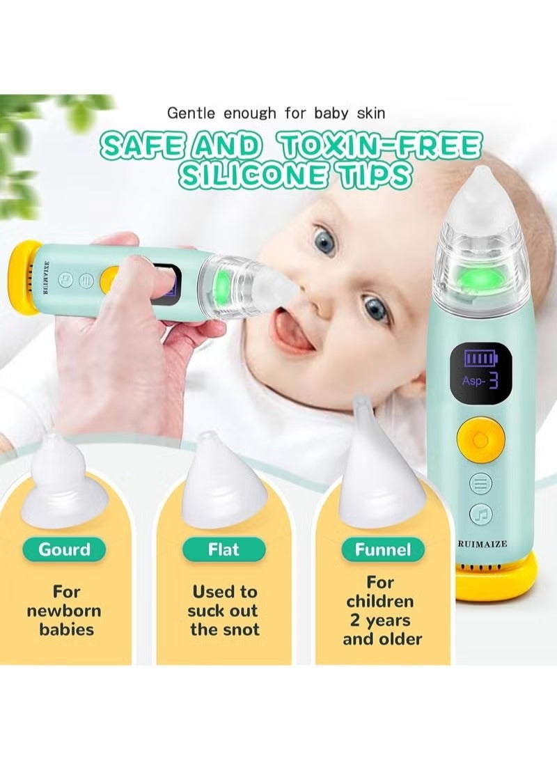 Baby Nasal Aspirator, Electric Auto Snot Remover with LED Light & Music, include 3 Tips and Tweezers, 3 Speed Suction and Low Noise, Rechargeable Nose Sucker for Snotty Kid