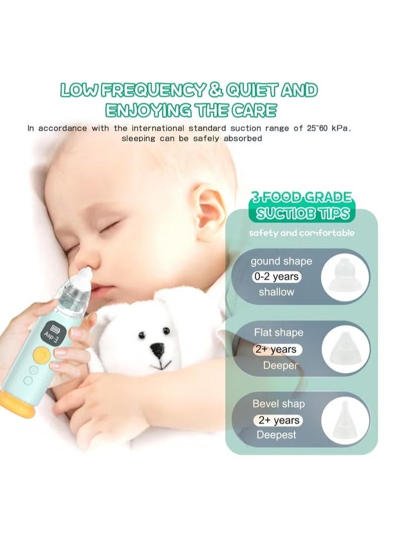 Baby Nasal Aspirator, Electric Auto Snot Remover with LED Light & Music, include 3 Tips and Tweezers, 3 Speed Suction and Low Noise, Rechargeable Nose Sucker for Snotty Kid