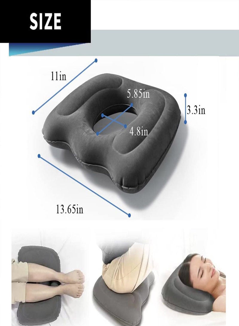 Inflatable Donut Cushion Seat for Office Chair, Portable Sciatica Pillow Sitting Tailbone Pain Car Cushions, Hemorrhoids Pressure Sores Wheel Prolonged Daily Use