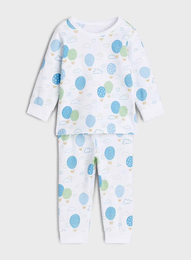Kids Crew Neck Printed T-Shirt & Pyjama Set