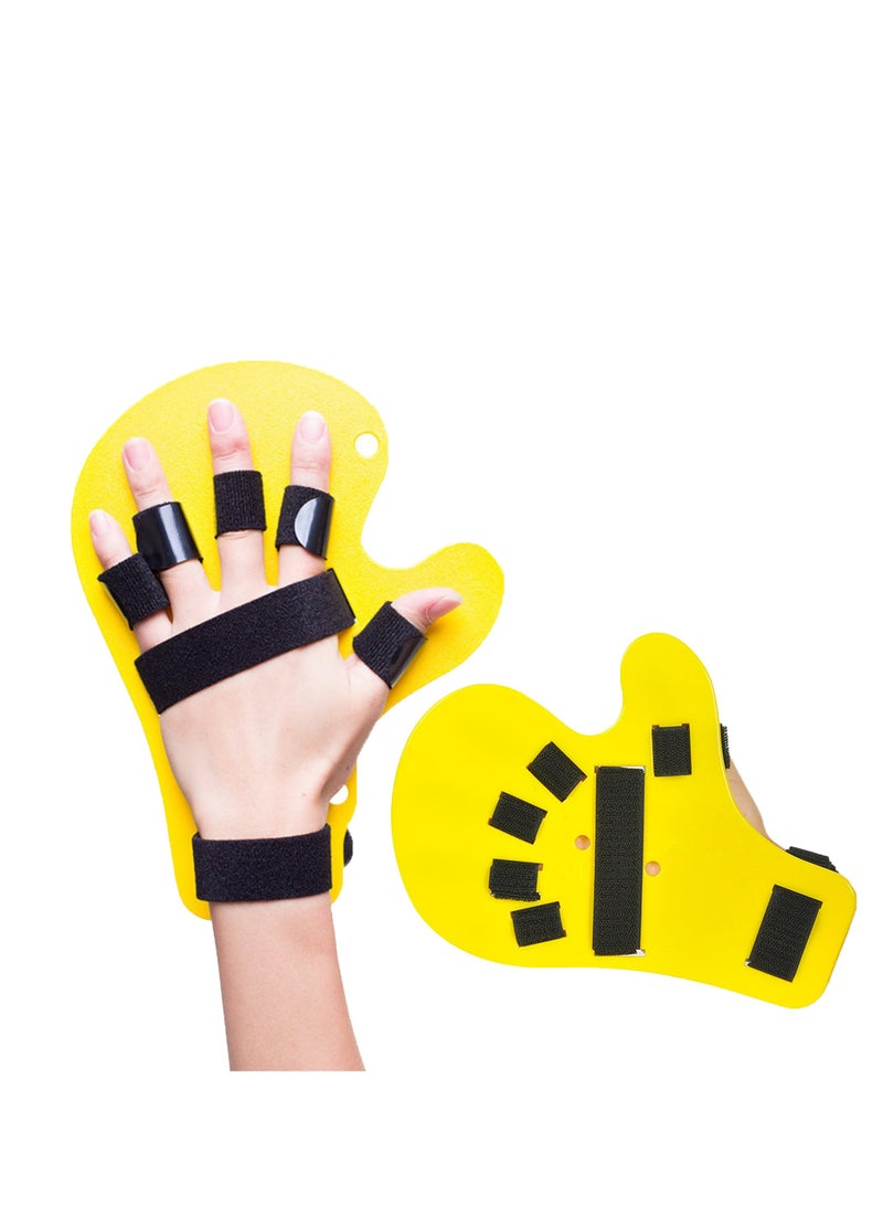Finger Orthotics Fingerboard Stroke Hand Splint for Assisted Rehabilitation Adjustable Size Prevent Flexion and Deformation Suitable both left right hands Yellow