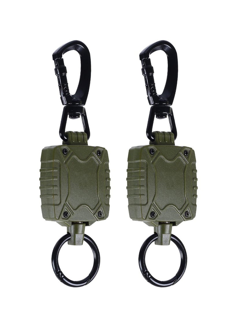 Carabiner Retractable Keychain, 2 Pack Self Id Badge Reel with Belt Clip, Heavy Duty Tactical Holder 26 Inches Cord, Multitool Key Chain, 10 Oz Retraction