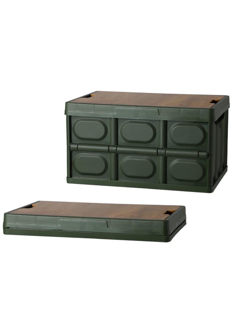 1 Pcs Outdoor Storage Box Folding Thickened Storage Box Plastic Toy Storage Box Car Trunk Organizing Box Car With Waterproof Bag （Green）